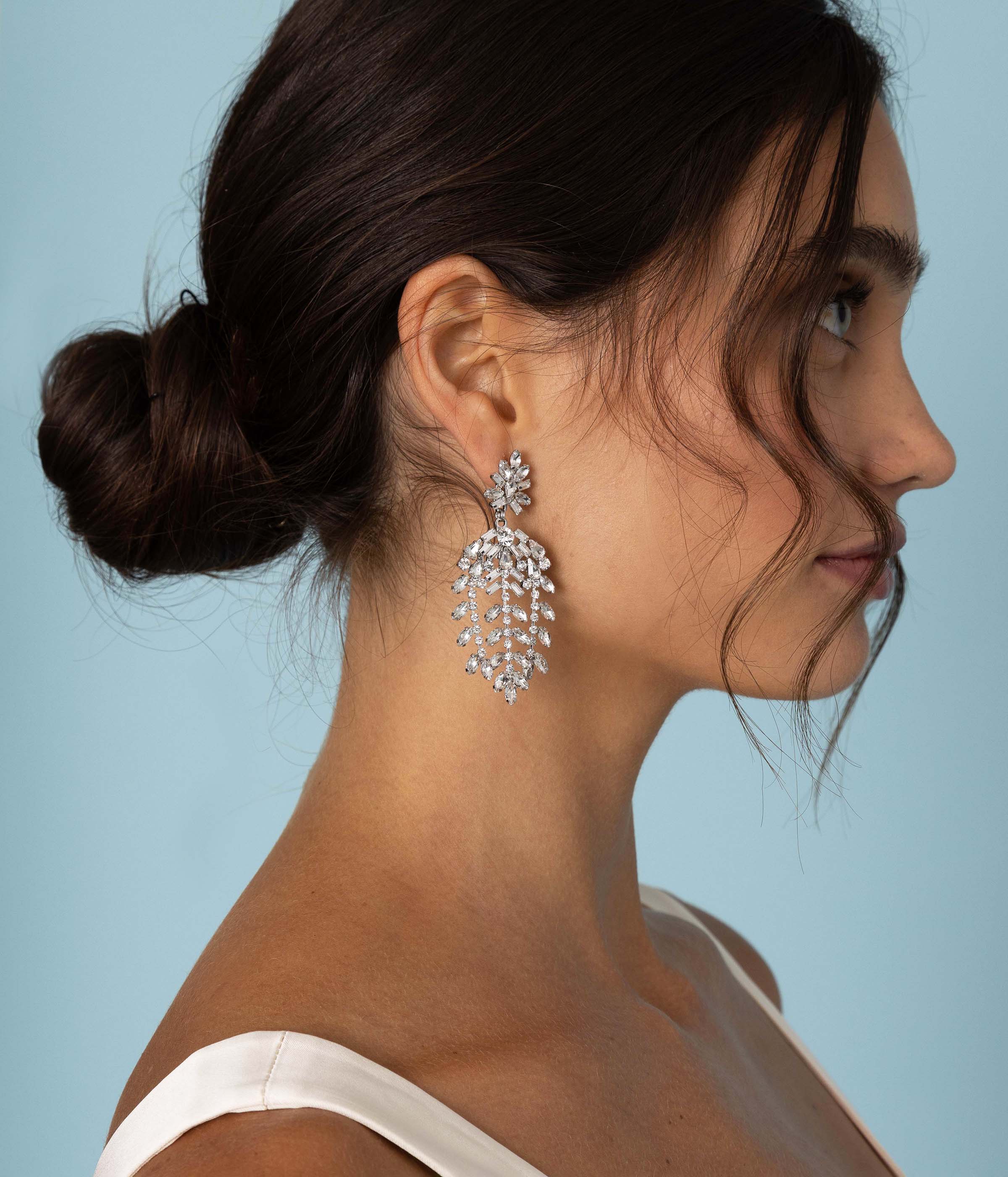 Elena Statement Earrings in Crystal