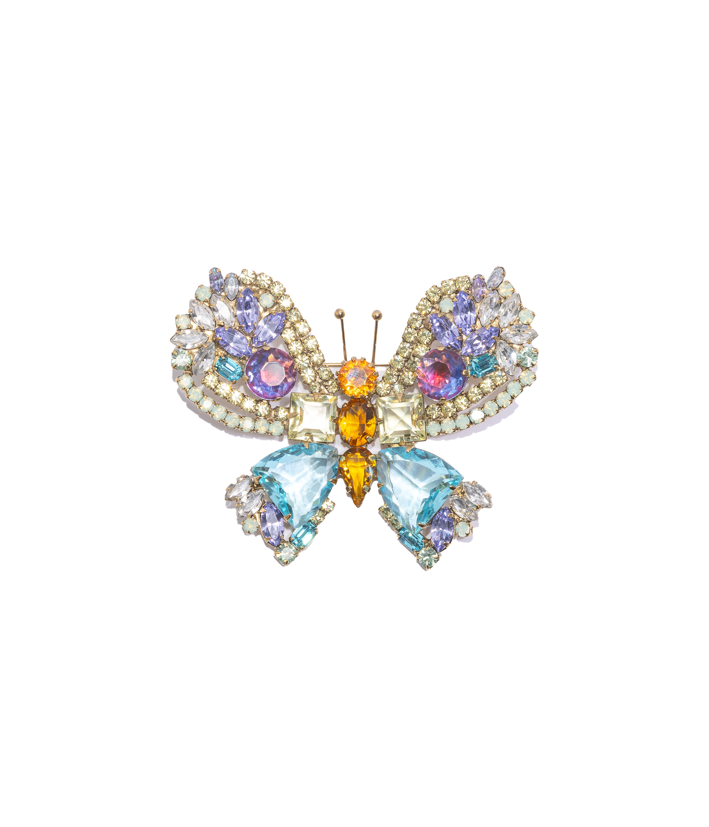 Medium Butterfly in White Opal / Aqua / Topaz