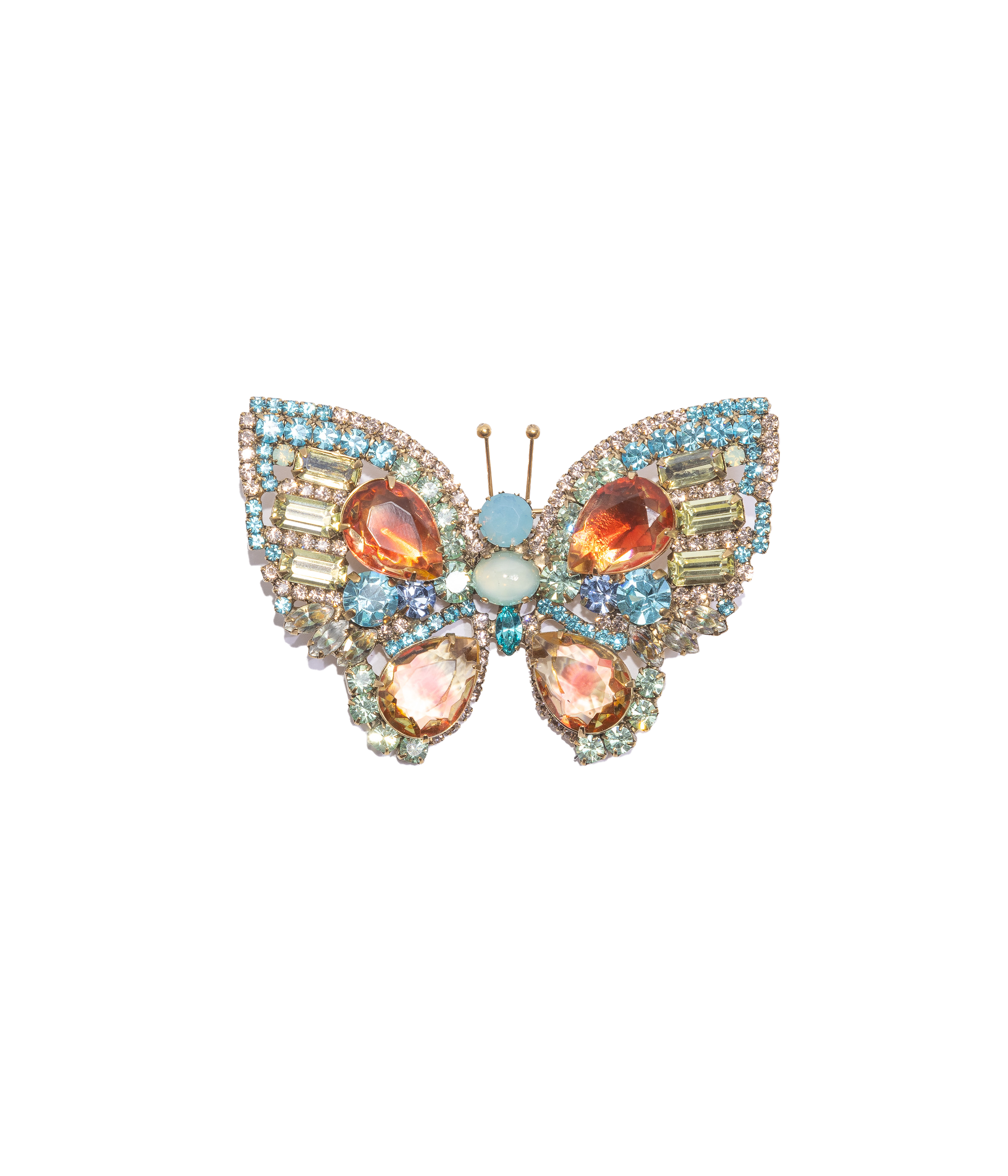 Medium Butterfly in Aqua / Jonquil / Apricot