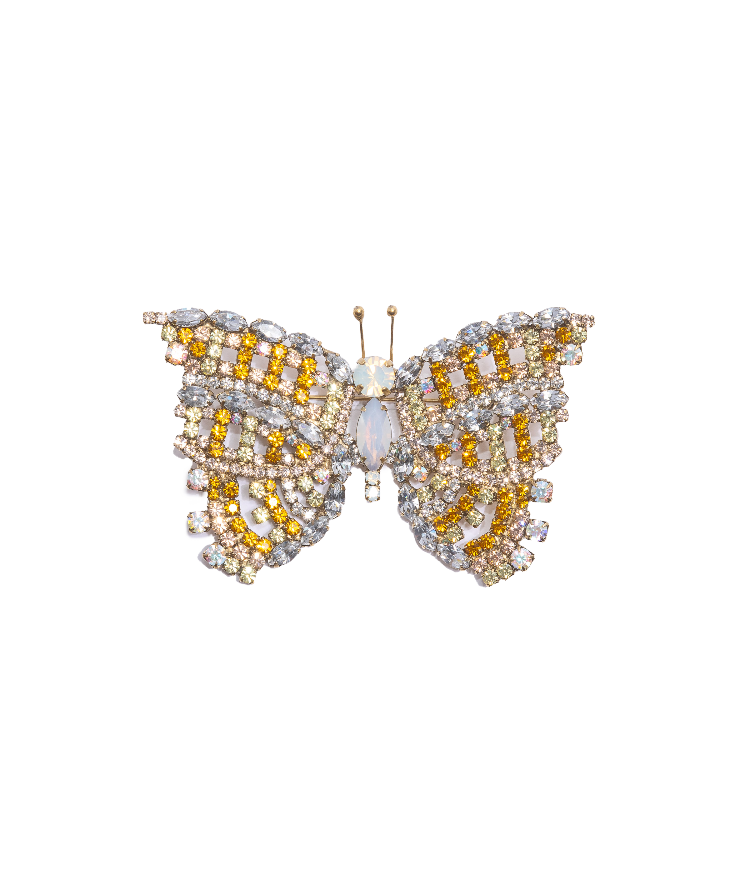 Large Butterfly in White Opal / Topaz / Black Diamond