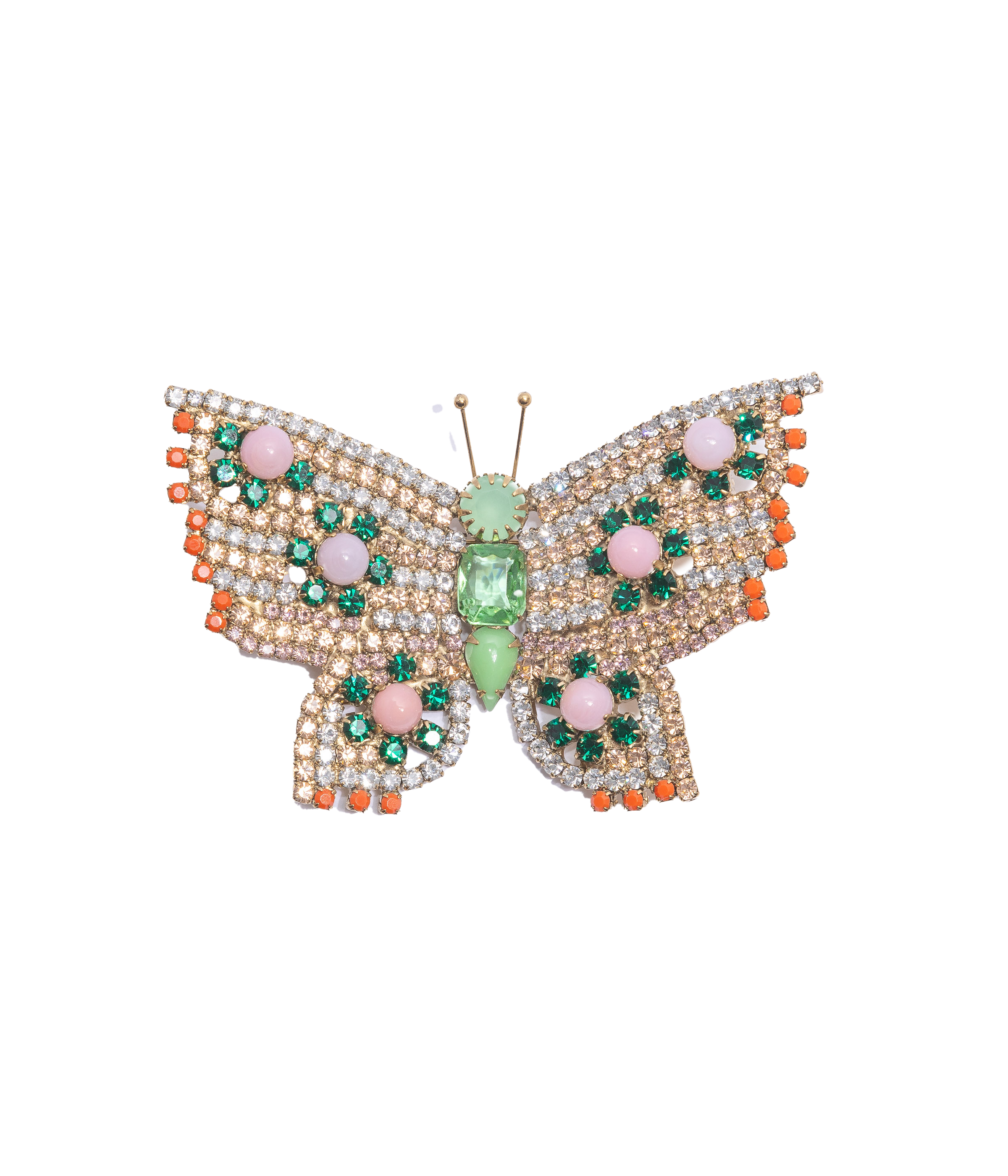 X-Large Butterfly in Peridot / Light Pink / Coral / Emerald