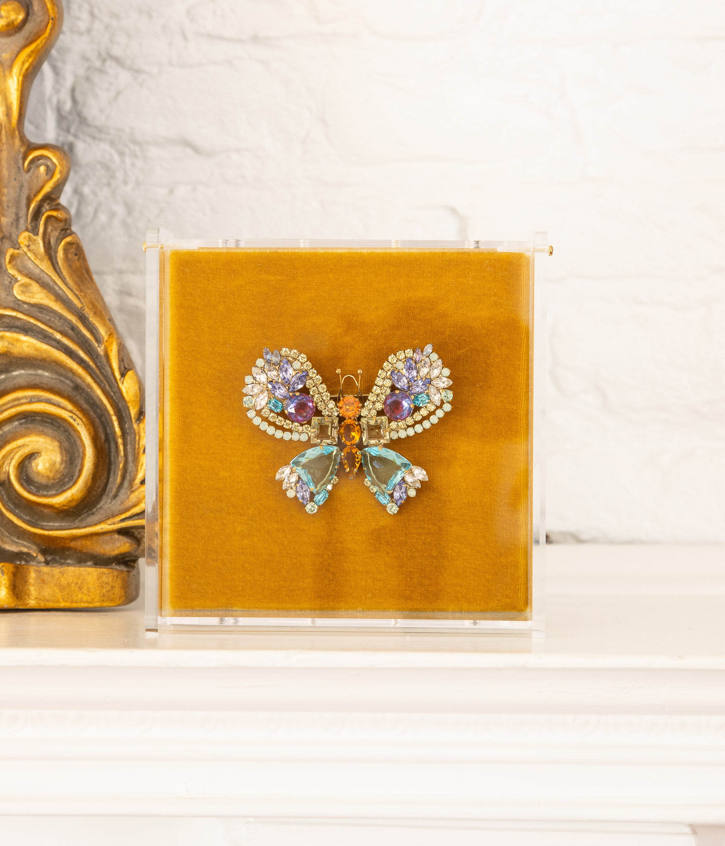 Medium Butterfly in White Opal / Aqua / Topaz