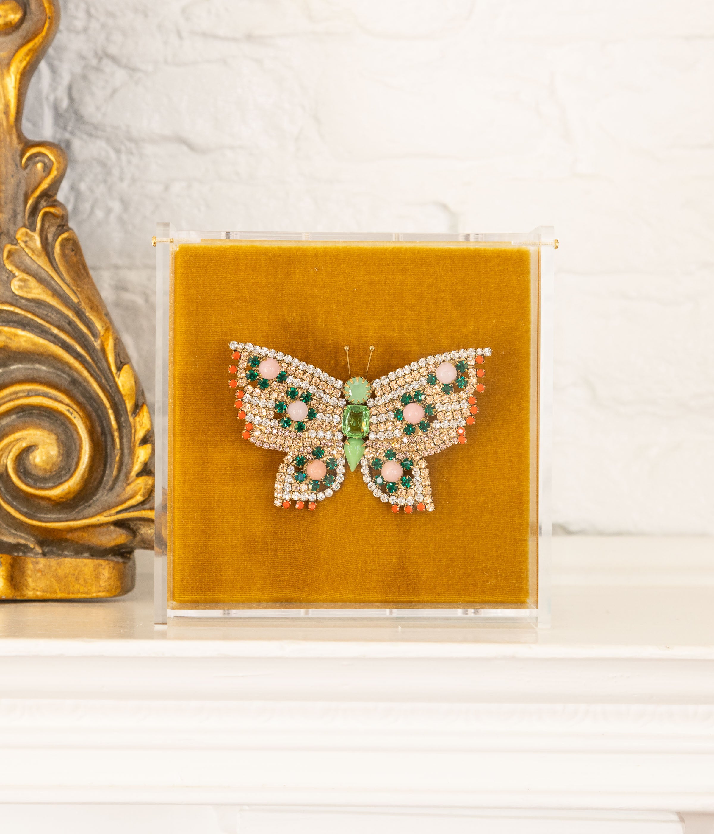 X-Large Butterfly in Peridot / Light Pink / Coral / Emerald