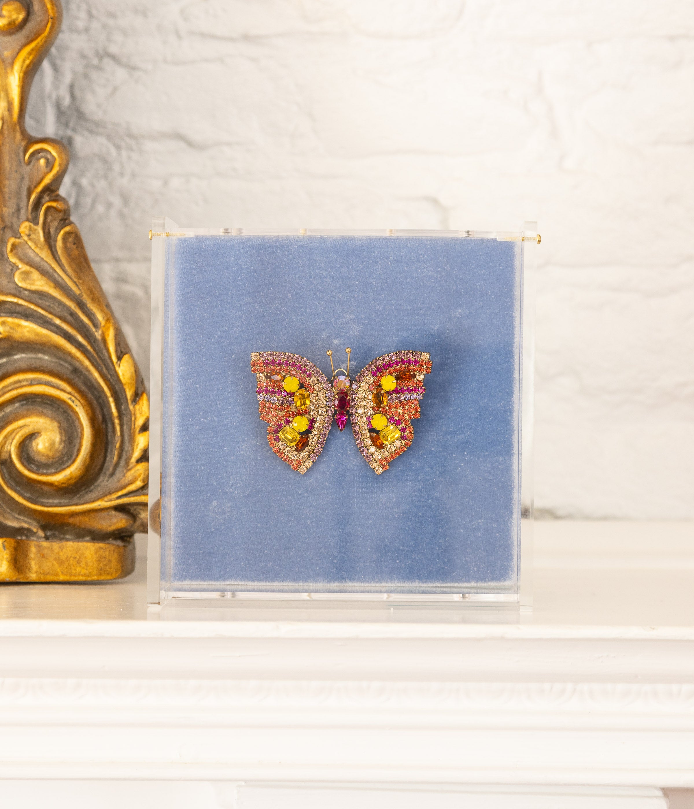 Small Butterfly in Yellow Opal / Rose / Fuchsia