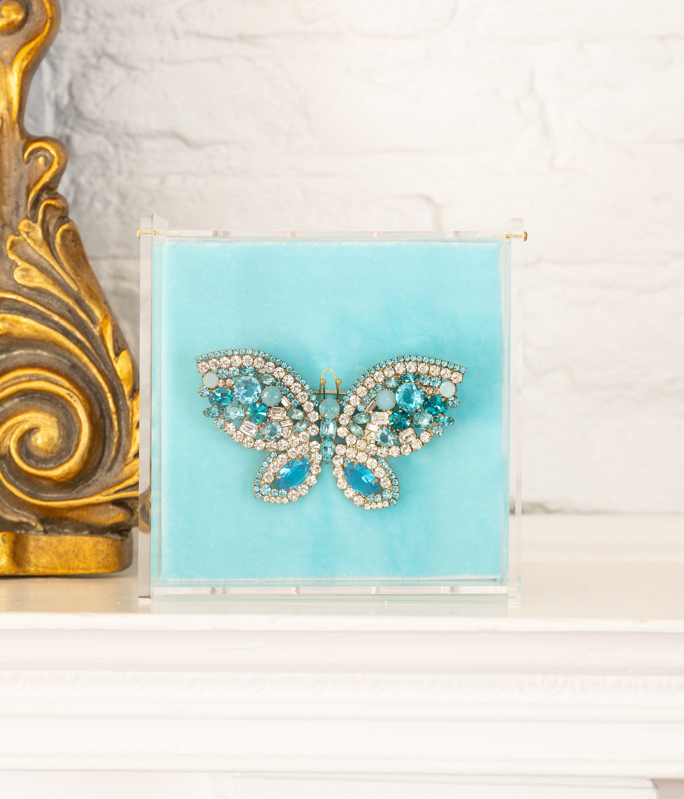 X-Large Butterfly in Aqua / Crystal