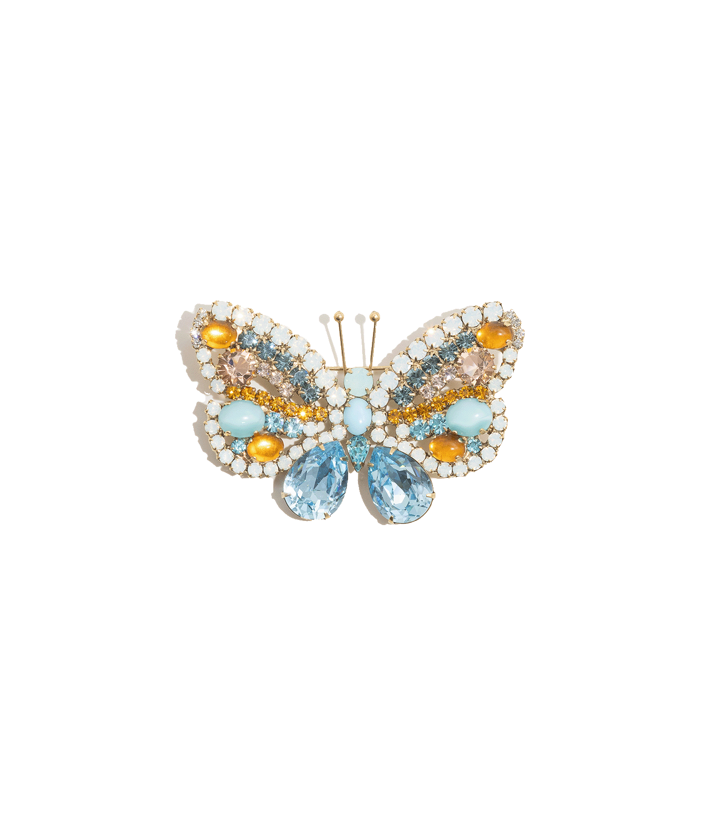 Small Butterfly in White Opal / Topaz / Aqua