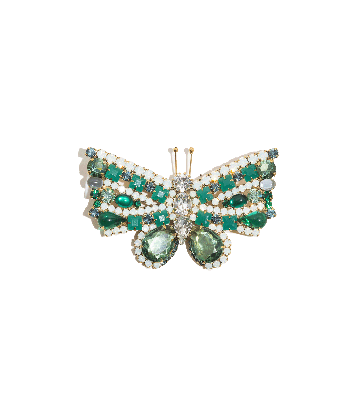 Medium Butterfly in Emerald / White Opal / Erinite