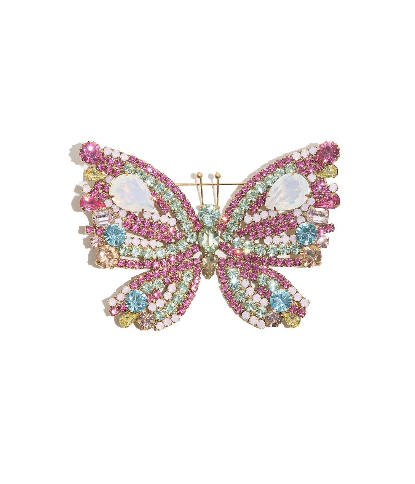 Large Butterfly in Rose / Chrysolite / Aqua