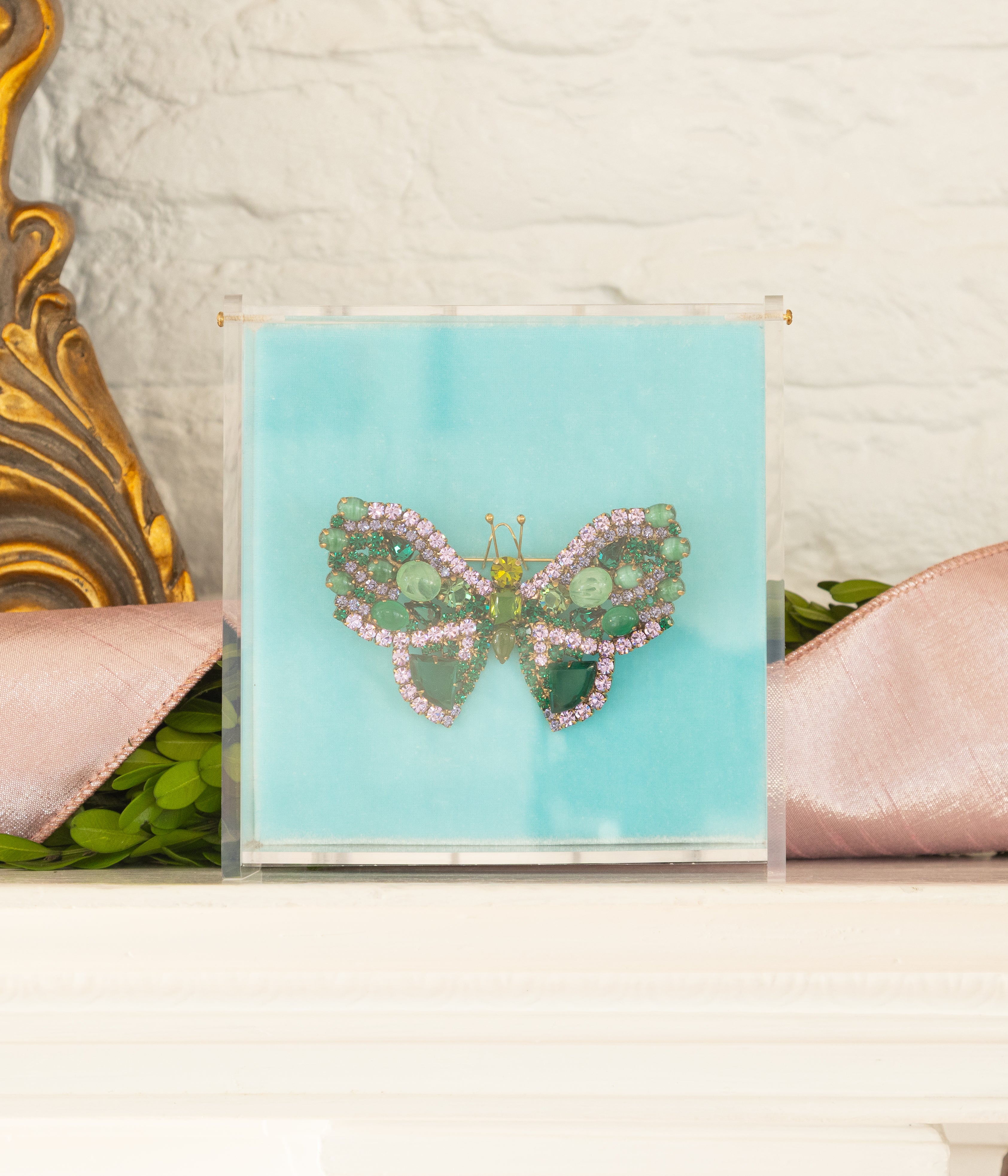 Large Butterfly in Emerald/ Violet / Olivine