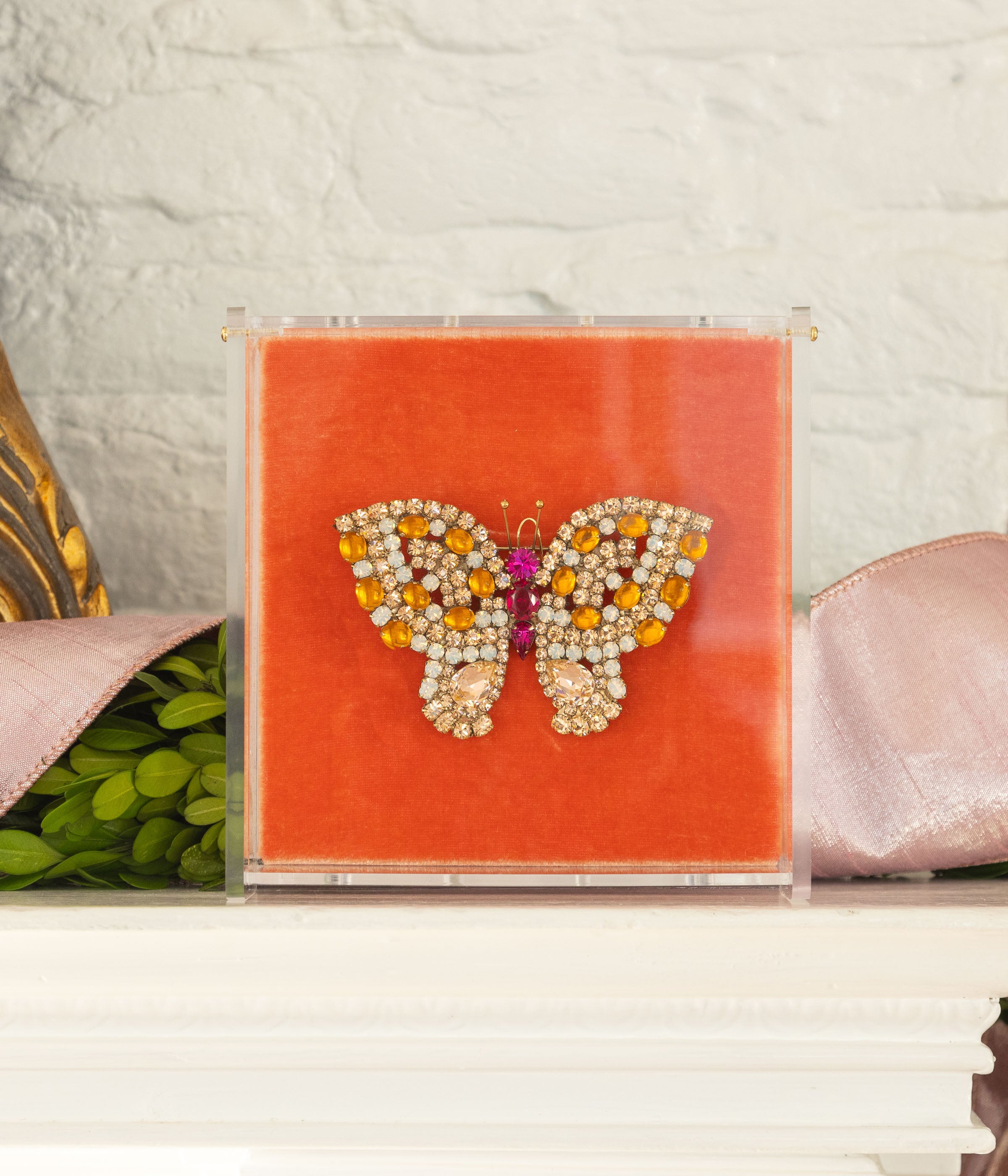 Large Butterfly in Light Peach / Topaz / White Opal