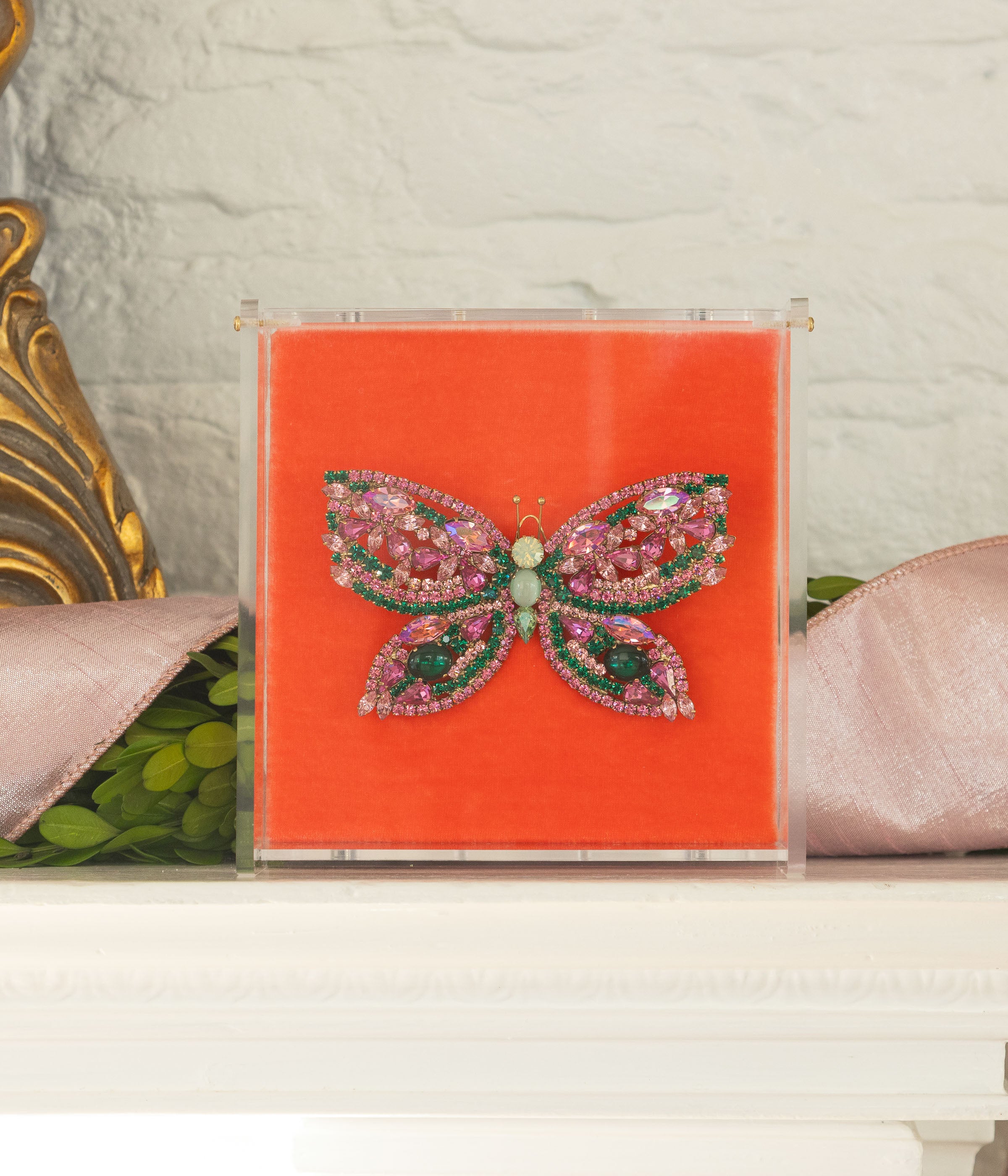 X-Large Butterfly in Rose / Emerald / Rose AB