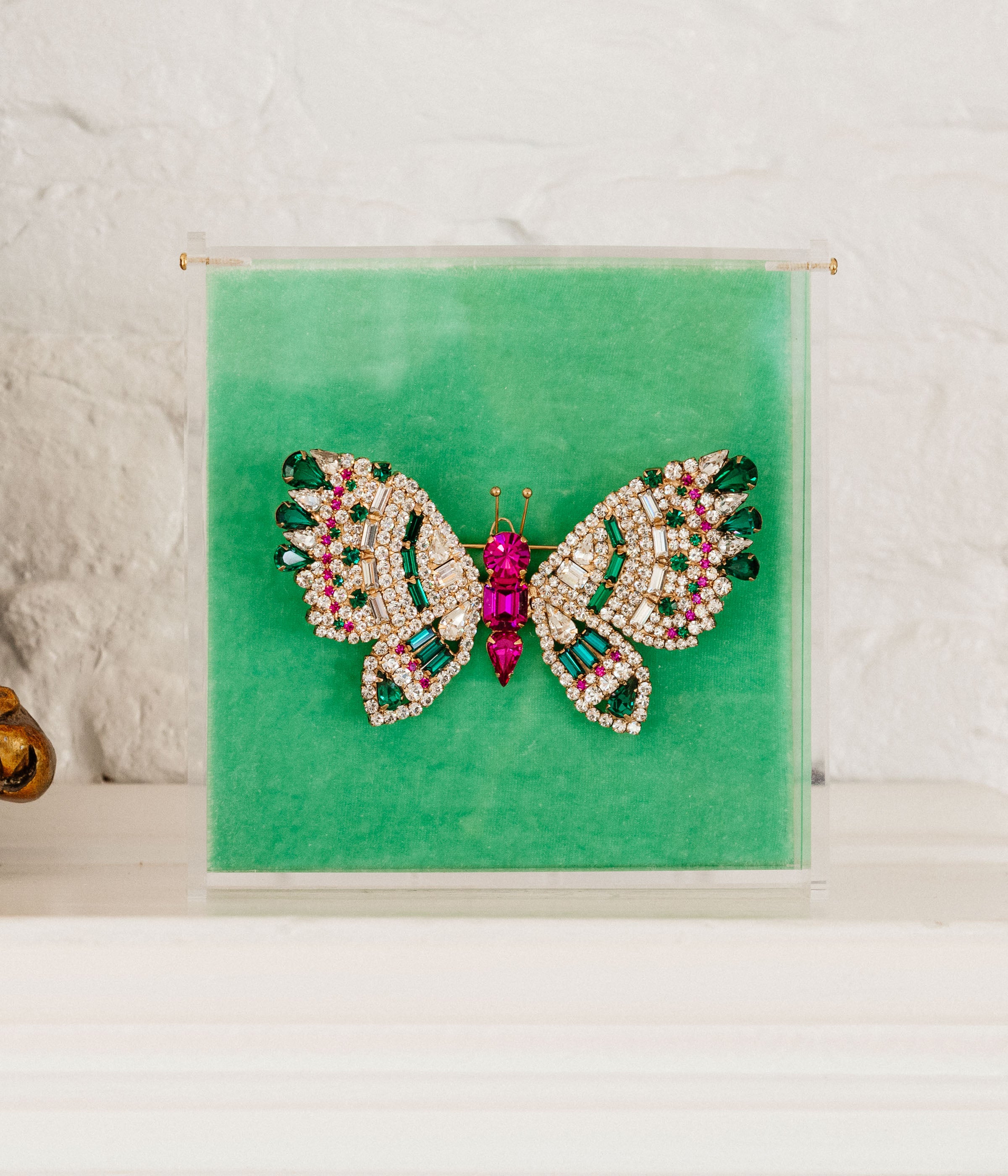 X-Large Butterfly in Crystal / Emerald / Fuchsia