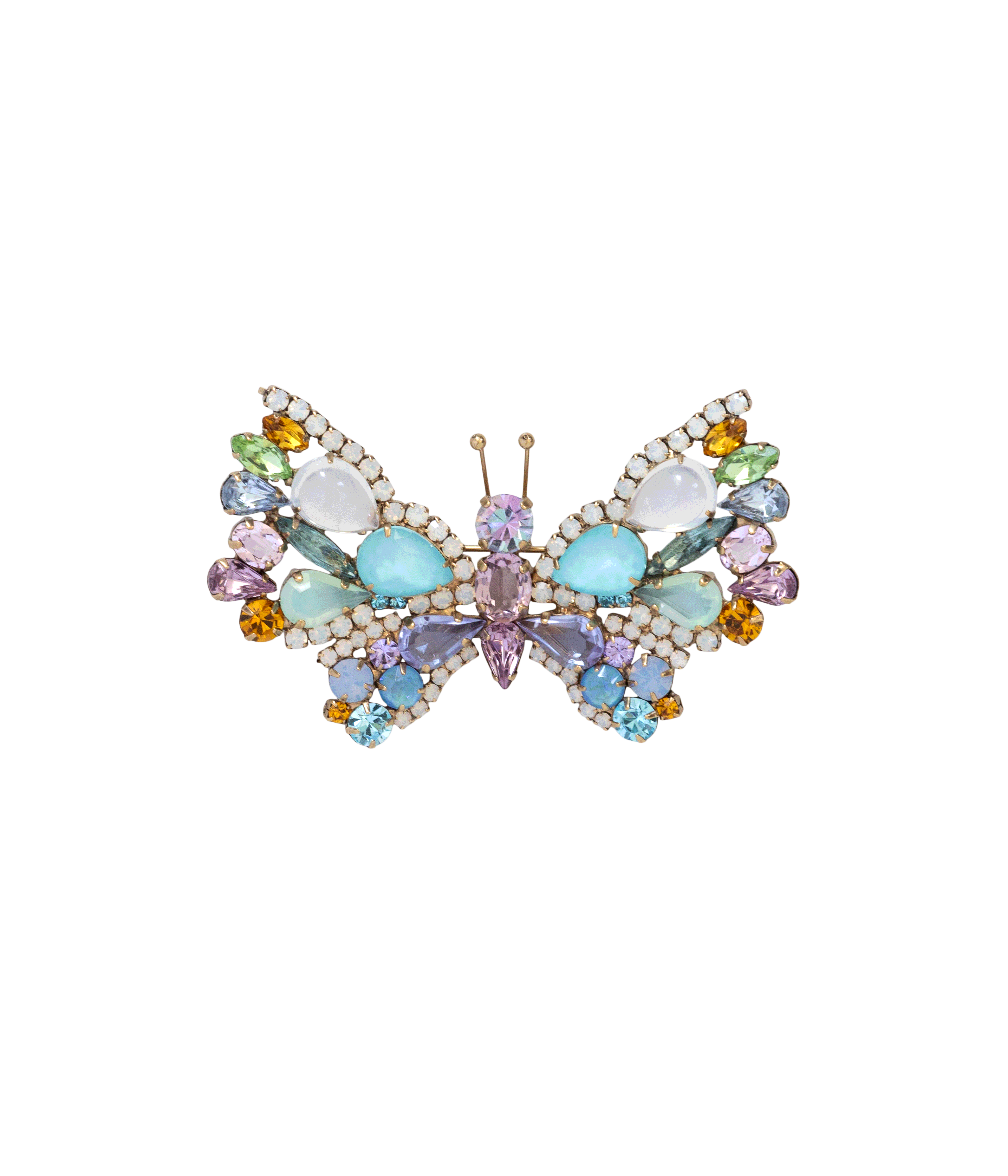 Small Butterfly in White Opal / Turquoise / Amethyst