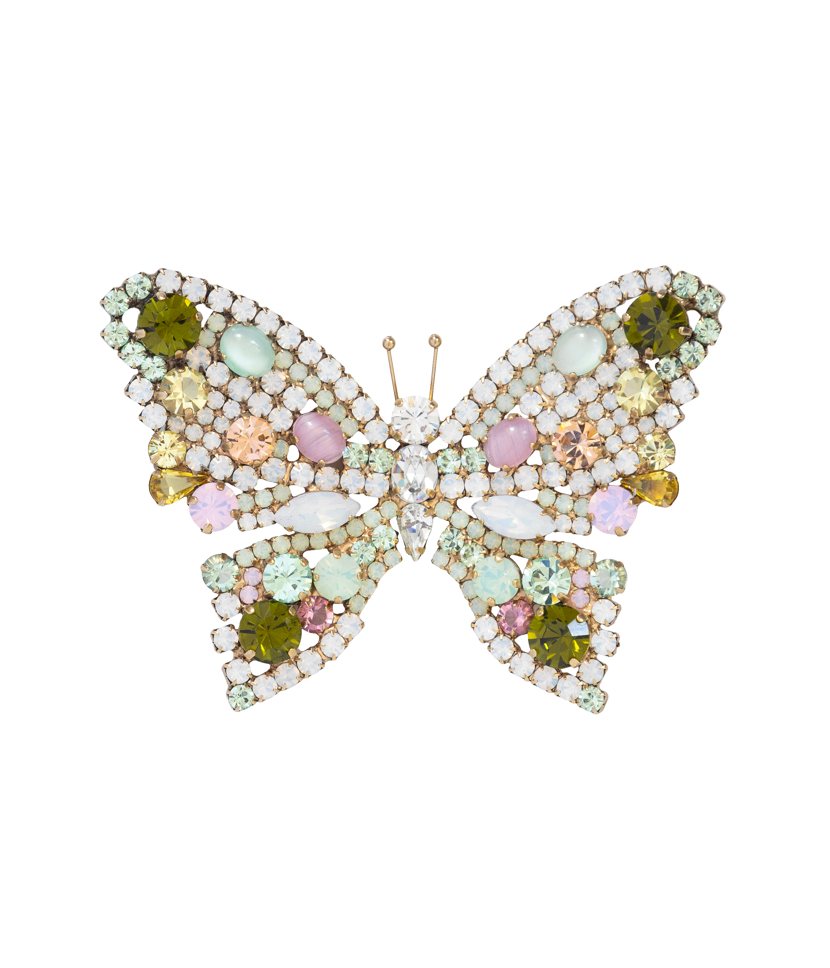 X-Large Butterfly in White Opal / Olivine / Light Rose