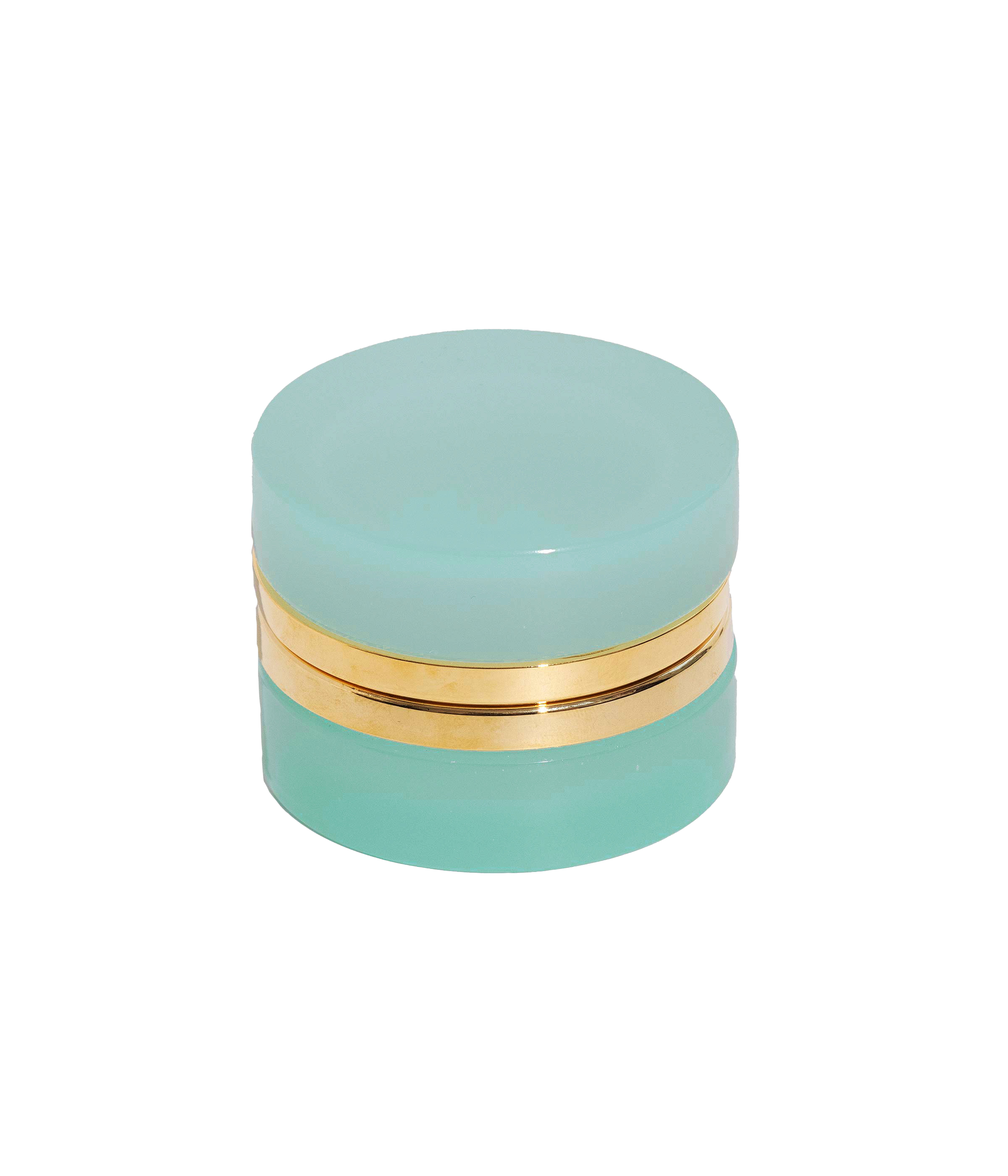 Small Round Aqua Opaline Glass Box