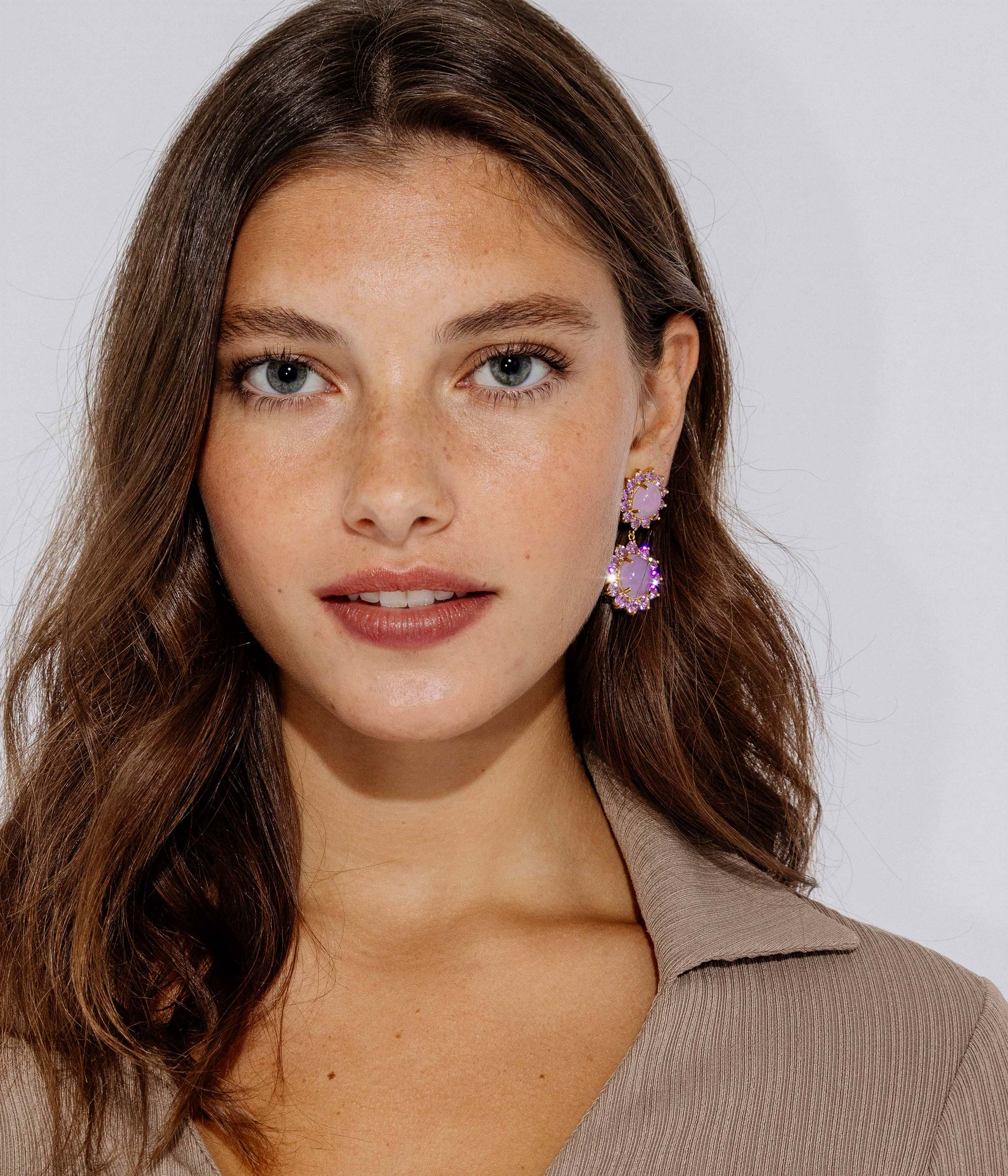 Georgie Drop Earrings in Pink