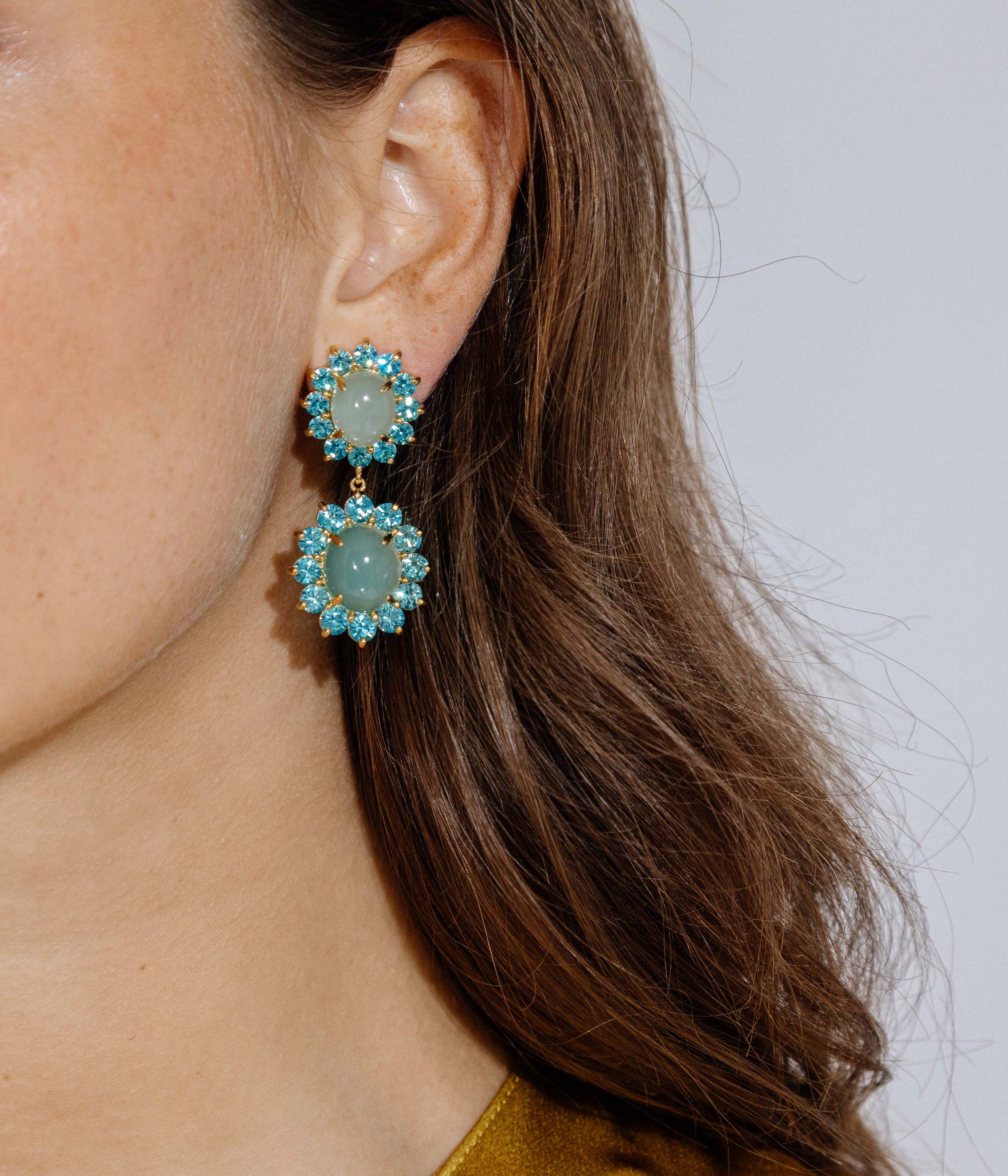 Georgie Drop Earrings in Aqua