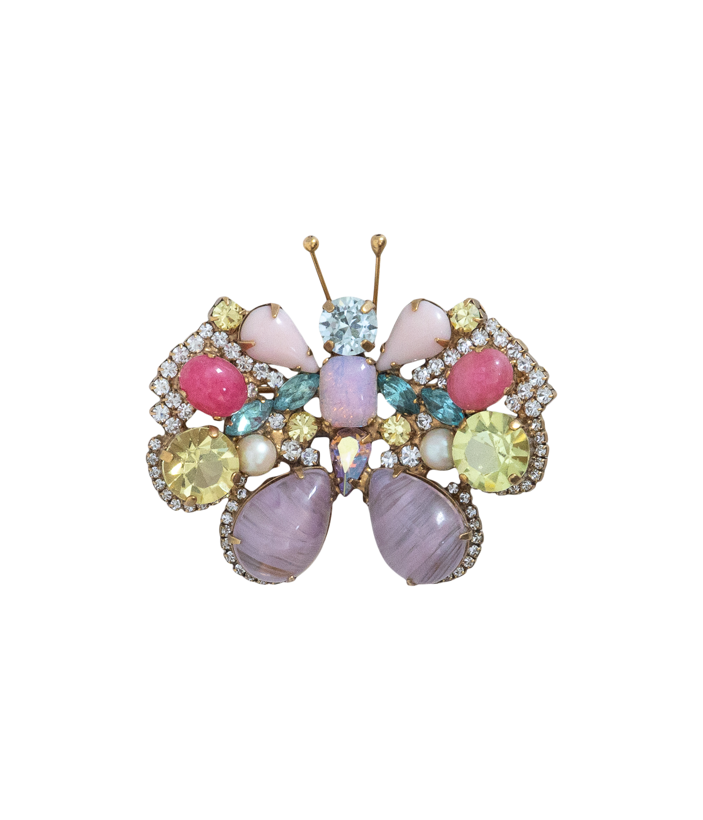 Small Butterfly in Rose Opal / Aqua / Jonquil