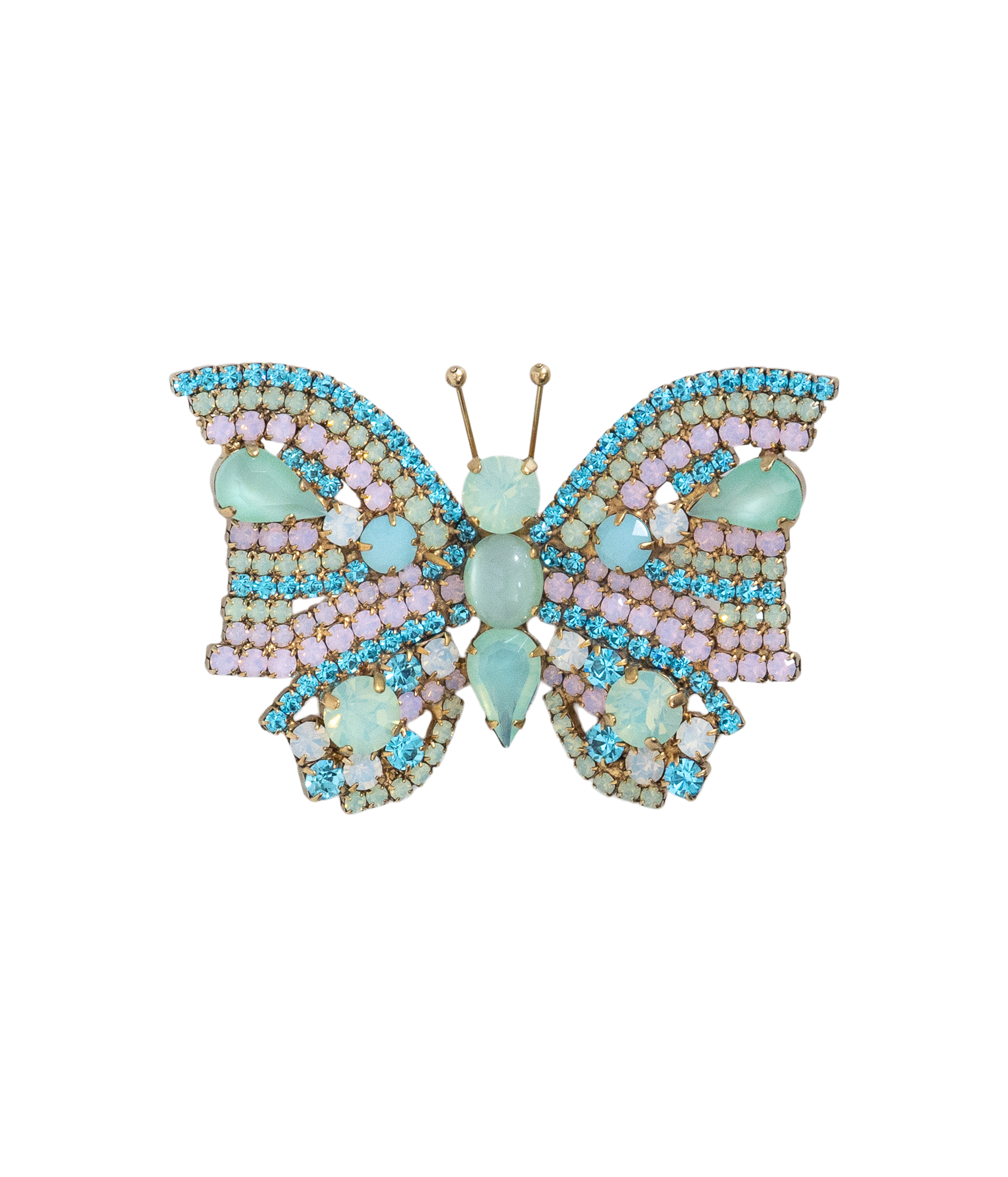 Small Butterfly in Aqua / Chrysolite / Rose Opal