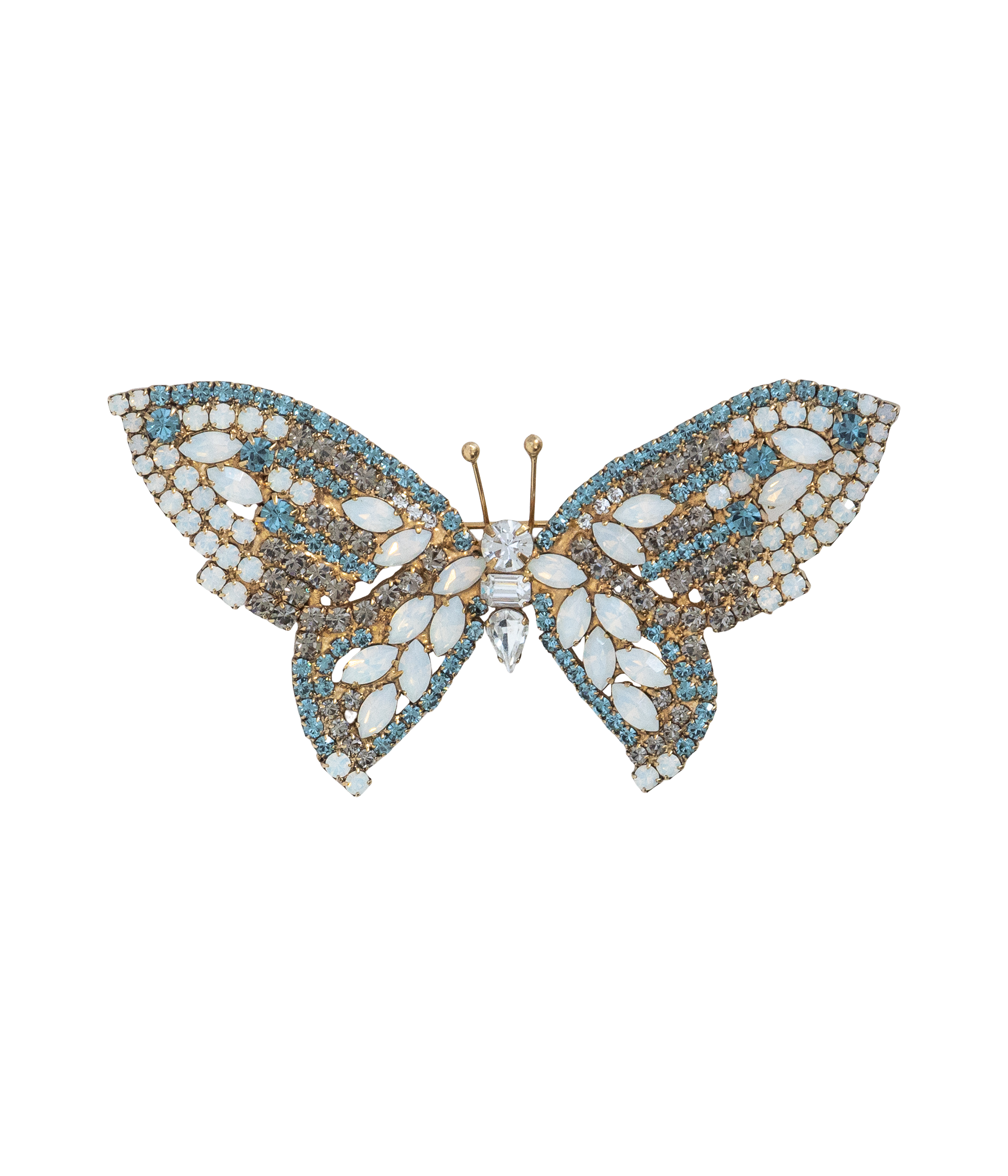 Medium Butterfly in Smoked Sapphire / White Opal / Black Diamond