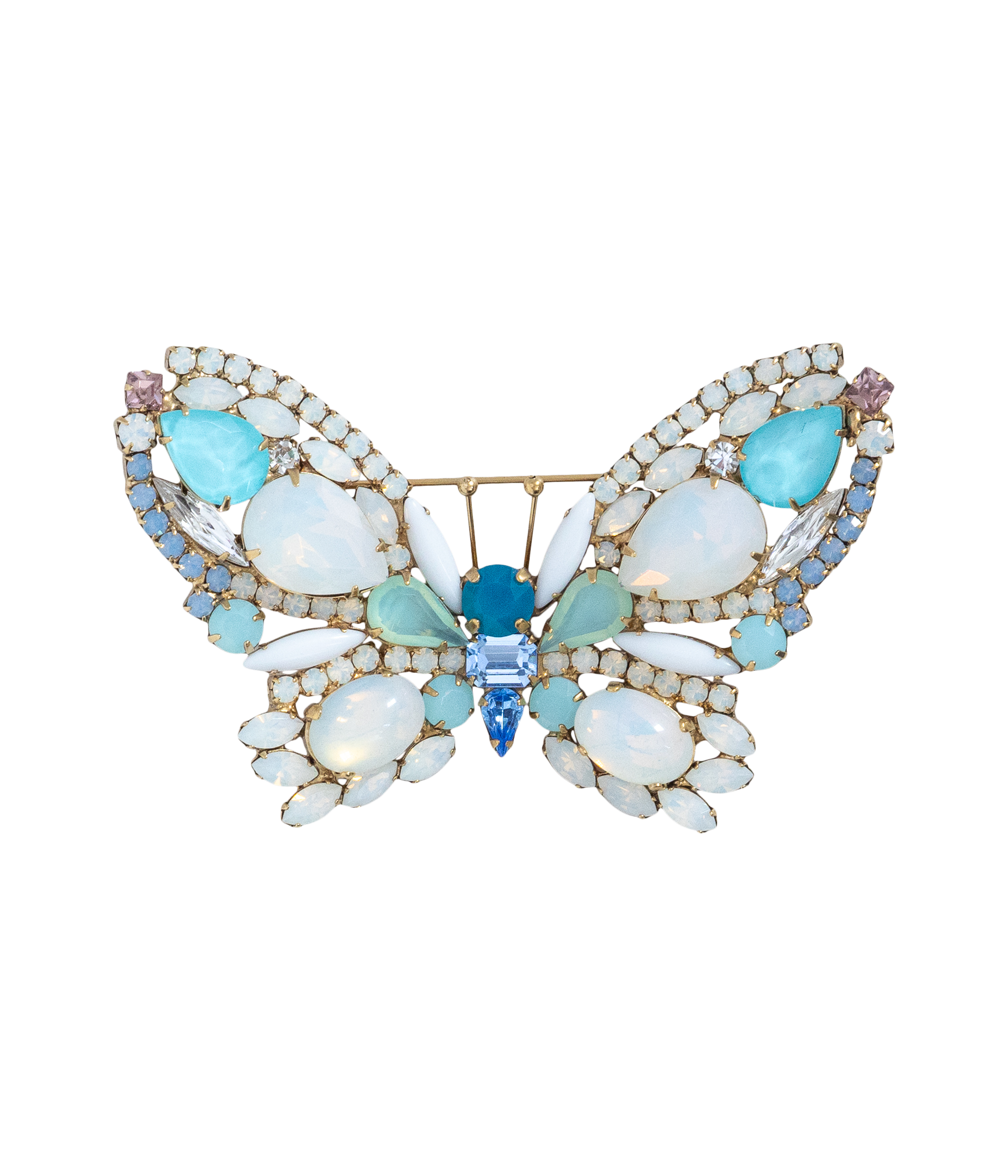 Medium Butterfly in White Opal / Aqua