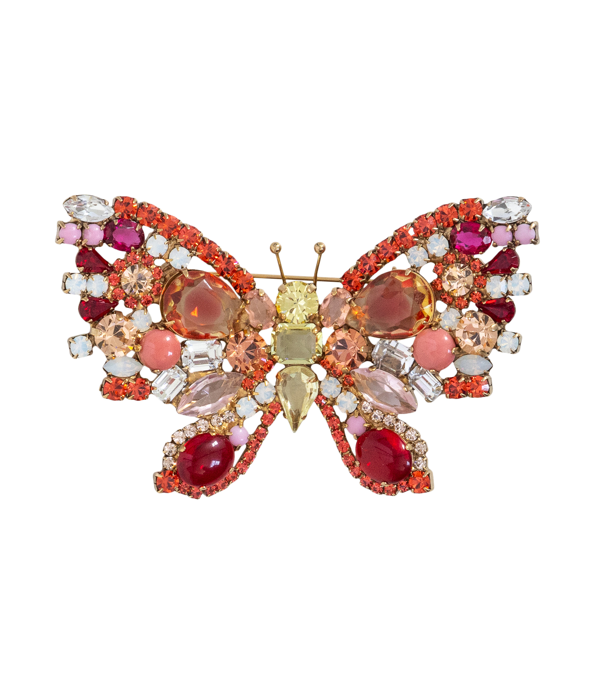 Large Butterfly in Padparadscha / Jonquil / Crystal