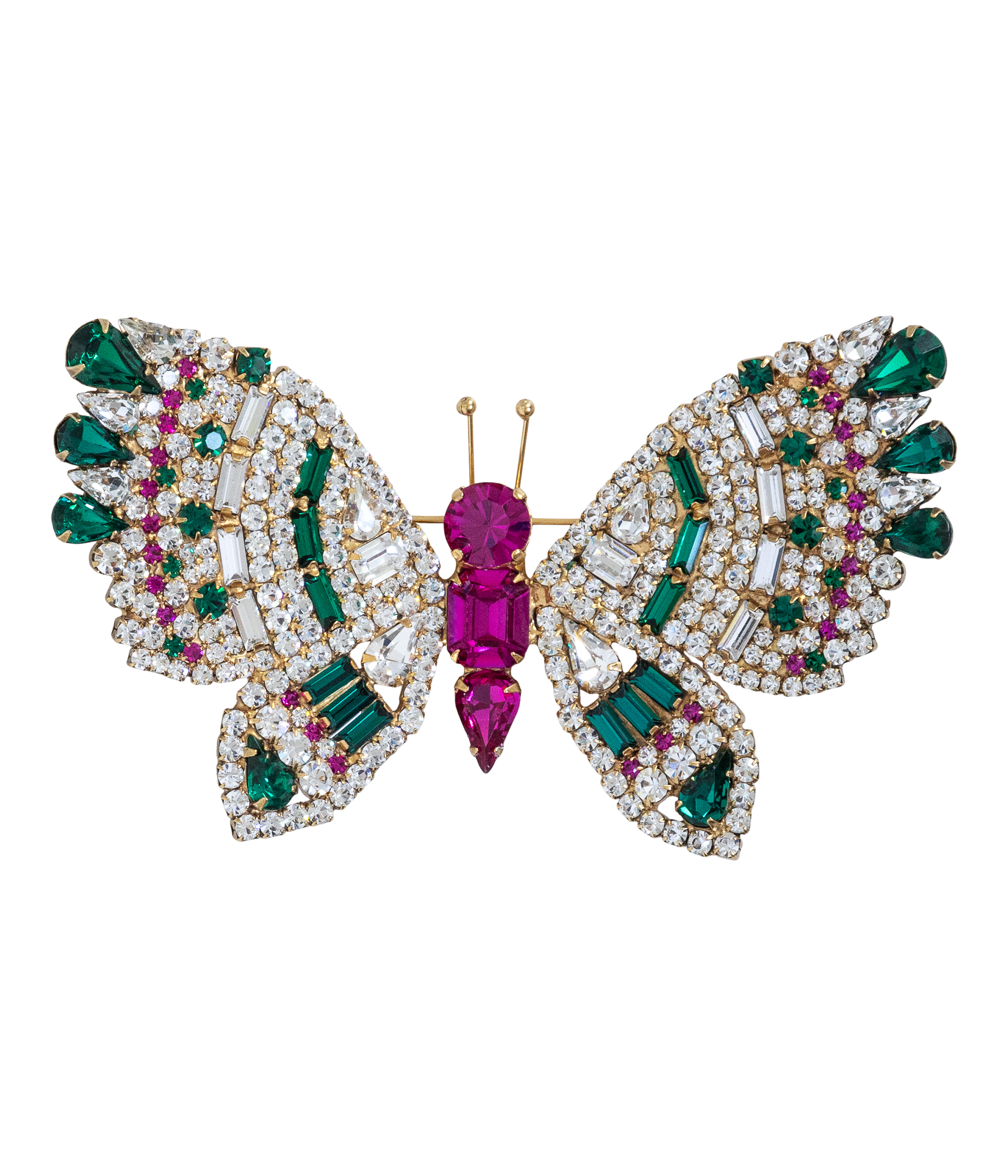 X-Large Butterfly in Crystal / Emerald / Fuchsia