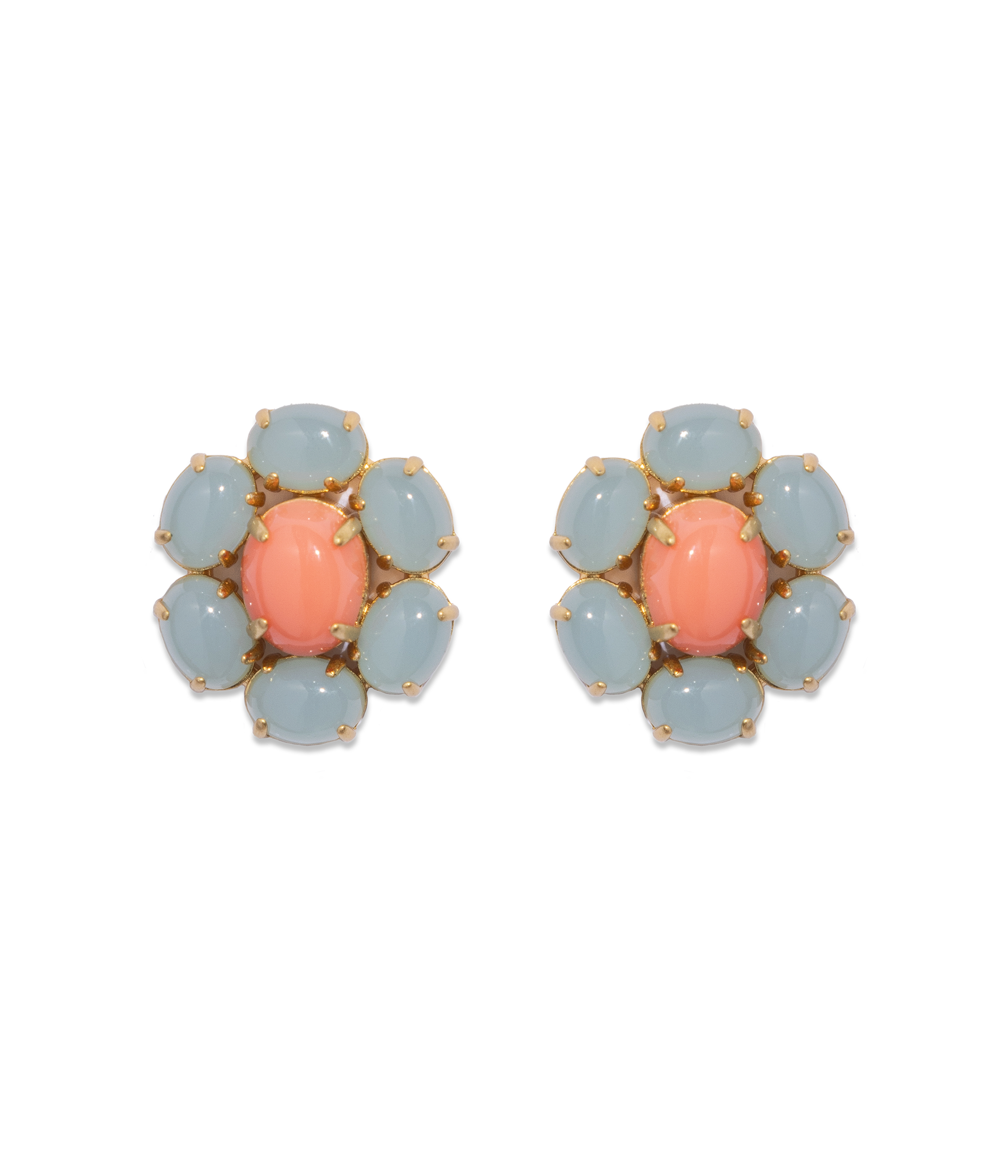 Ruthie Earrings in Coral / Blue