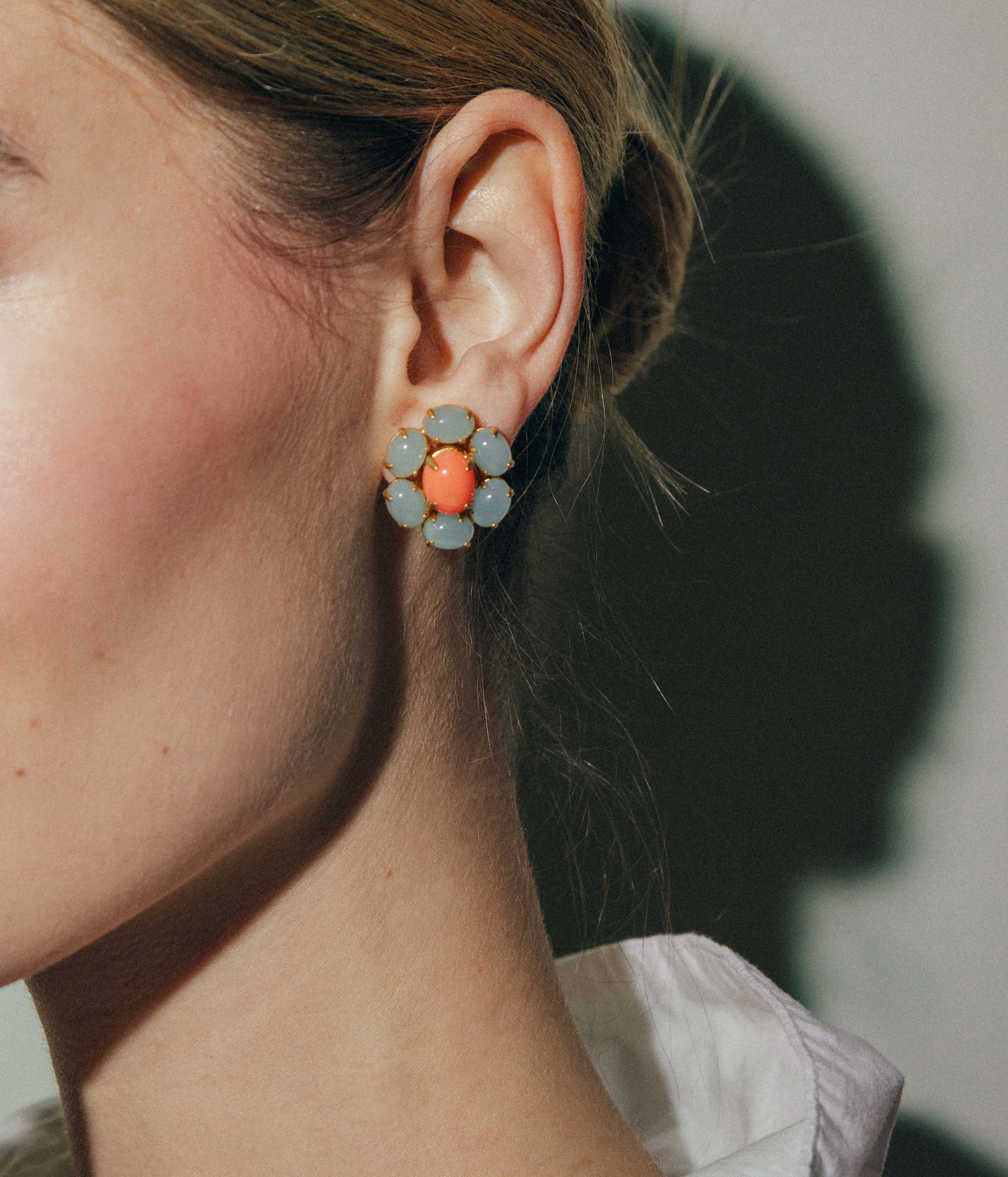 Ruthie Earrings in Coral / Blue