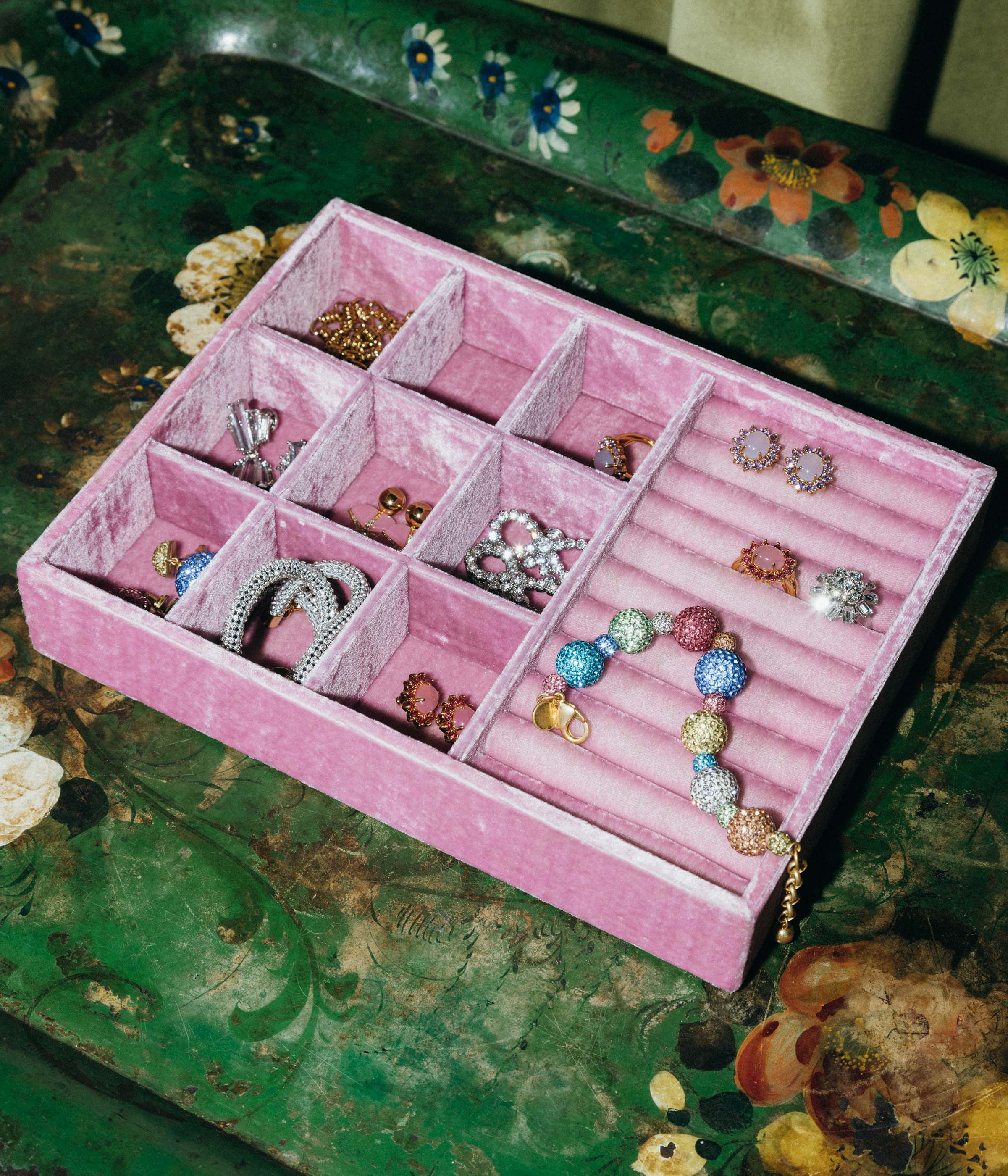 Stackable Silk Velvet Jewelry Tray in Berry