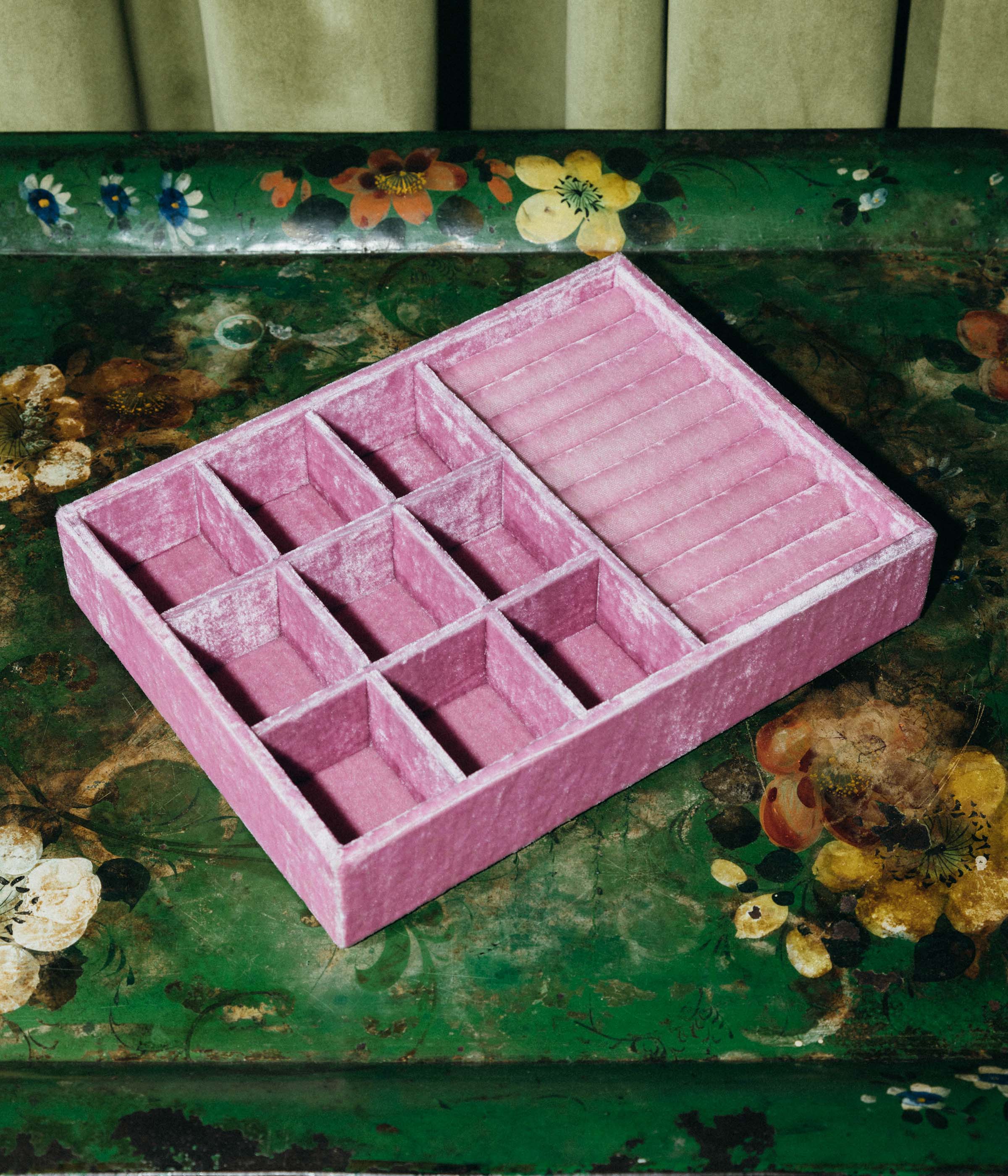 Stackable Silk Velvet Jewelry Tray in Berry