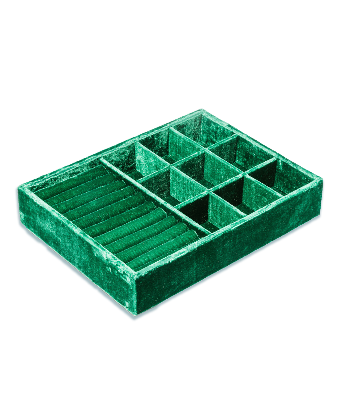 Stackable Silk Velvet Jewelry Tray in Emerald