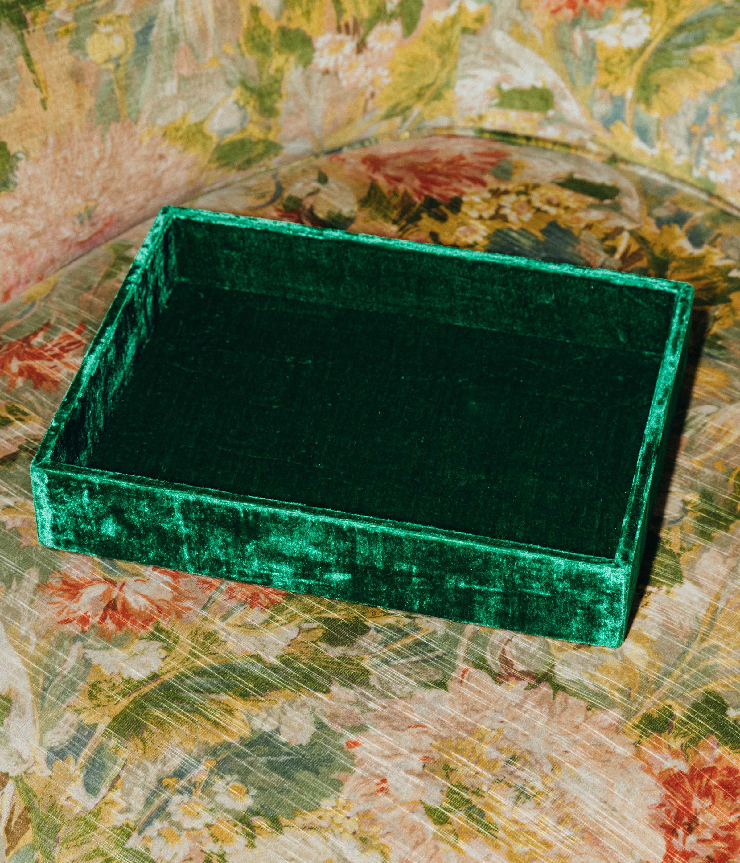 Stackable Silk Velvet Jewelry Tray in Emerald