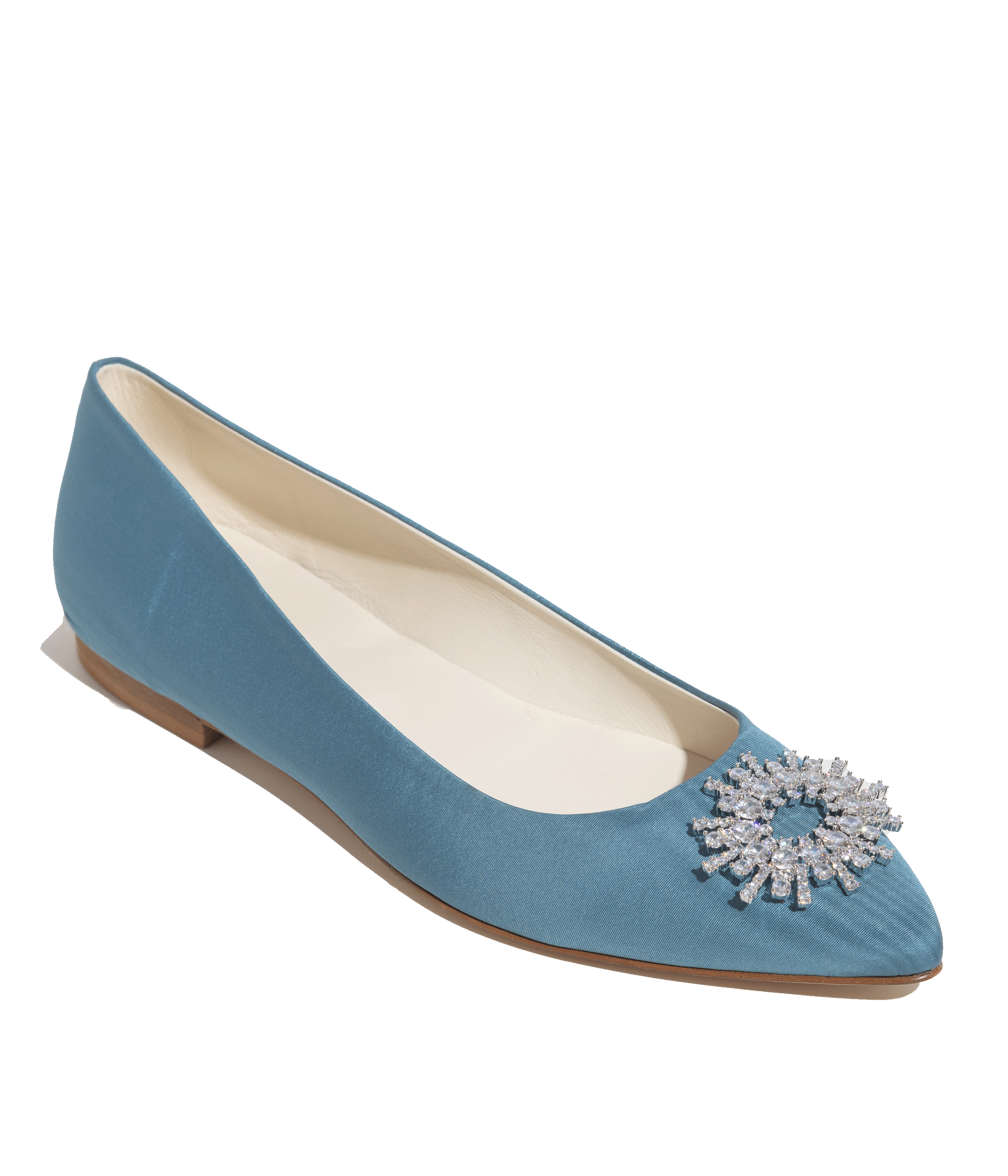 Stevie Ballerina Flats in Blue Silk Moiré