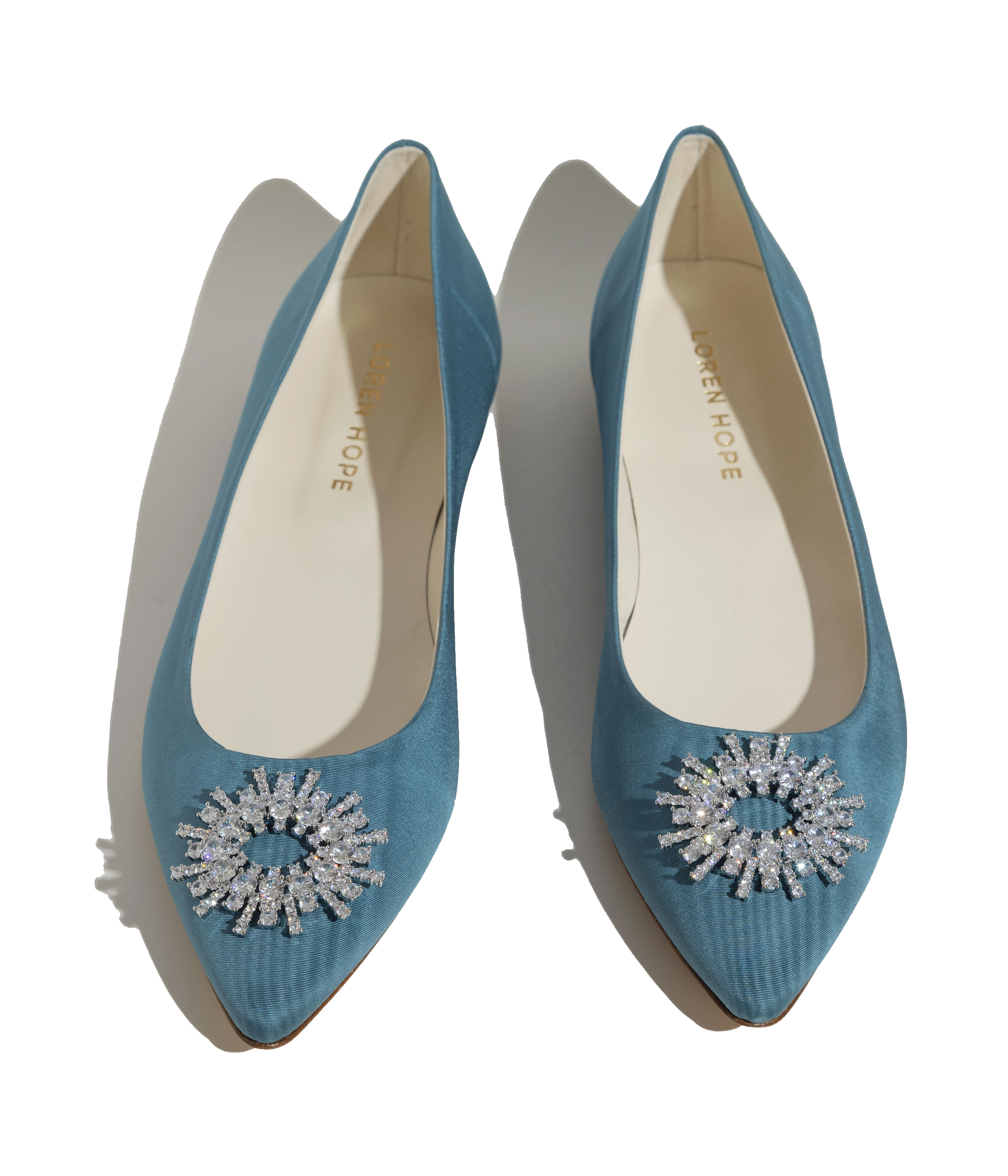 Stevie Ballerina Flats in Blue Silk Moiré