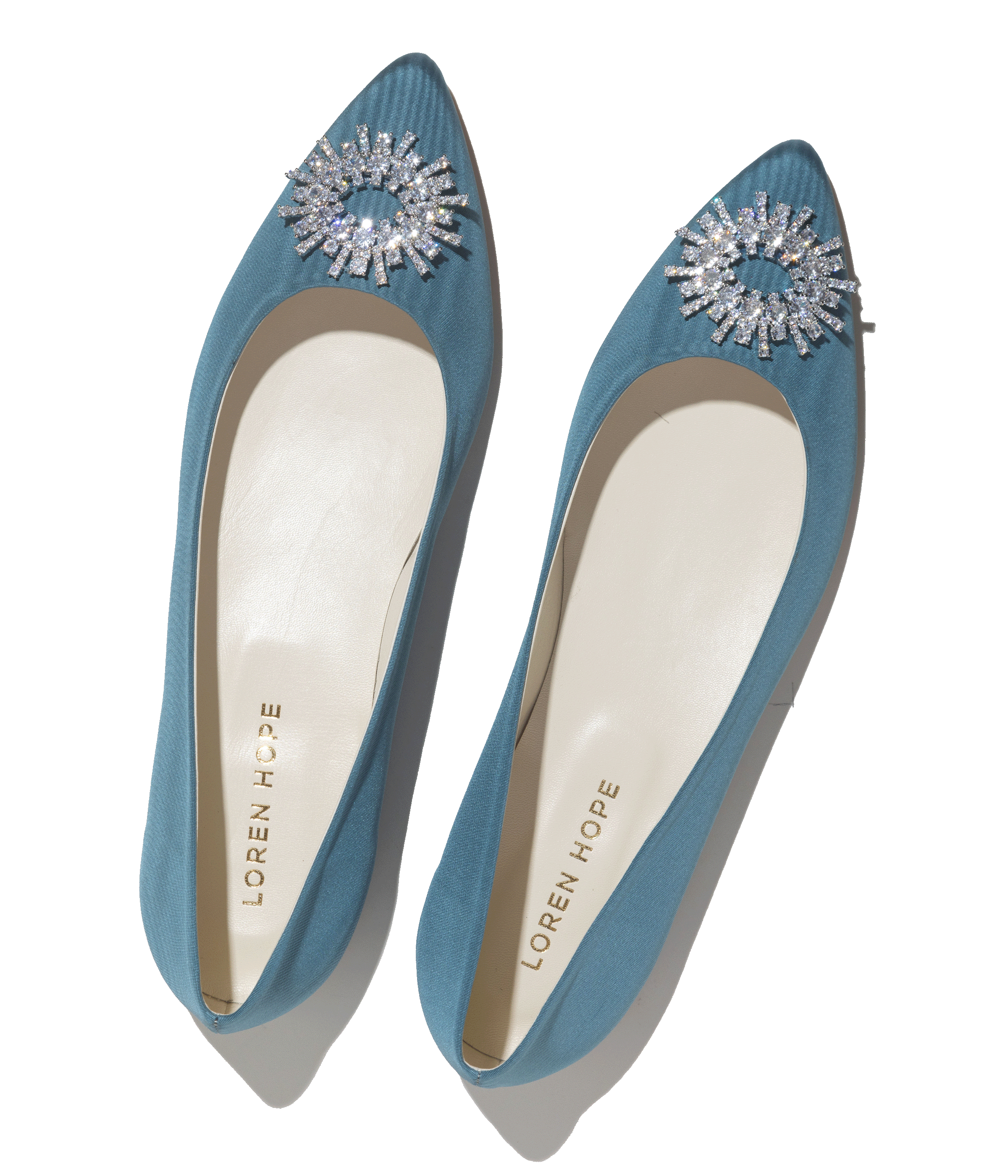 Stevie Ballerina Flats in Blue Silk Moiré