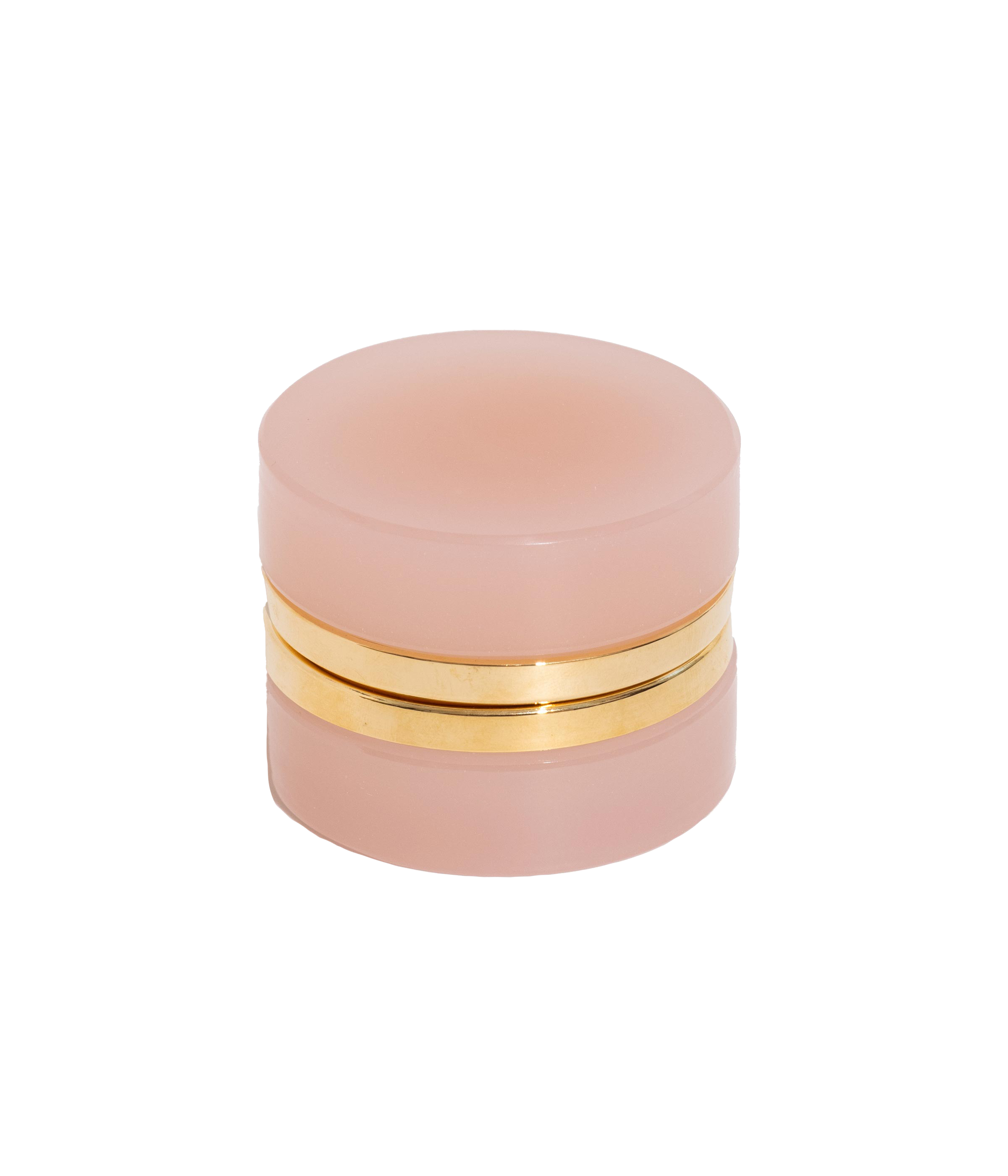 Small Round Pink Opaline Glass Box